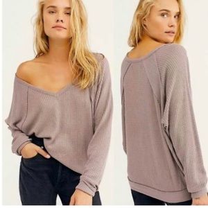 Free People We The Free Santa Clara Thermal Top Women's XSmall Purple Oversized
